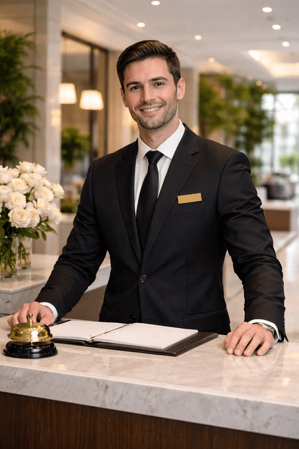 Professional concierge at a residential front desk